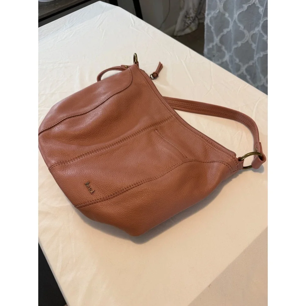 The Sak Sequoia Hobo Bag Dusty Rose Pink Pebbled Leather Shoulder Bag Purse